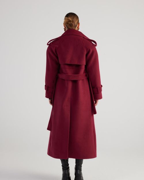 Nora Burgundy Cashmere Blend Maxi Coat