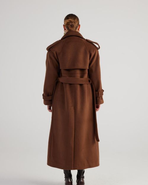 Nora Brown Cashmere Blend Maxi Coat