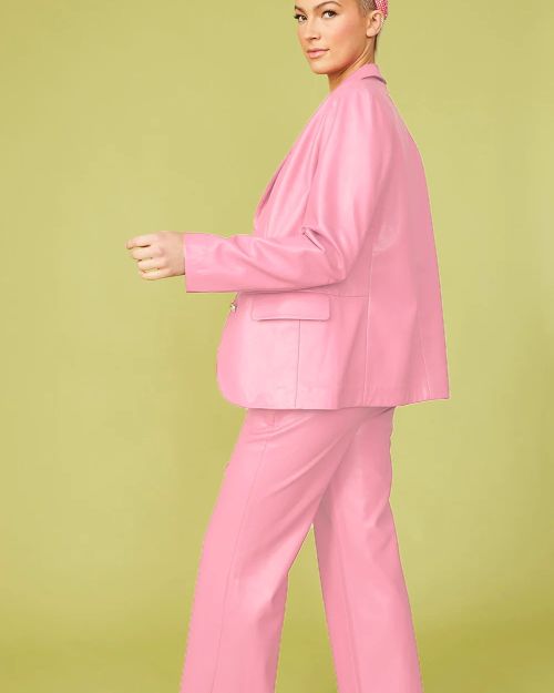 Baby Pink Vegan Leather Blazer