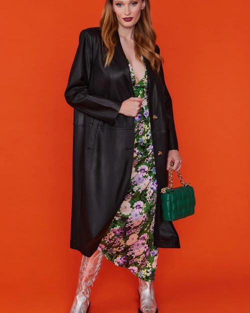 Black Eco Leather Trench Coat