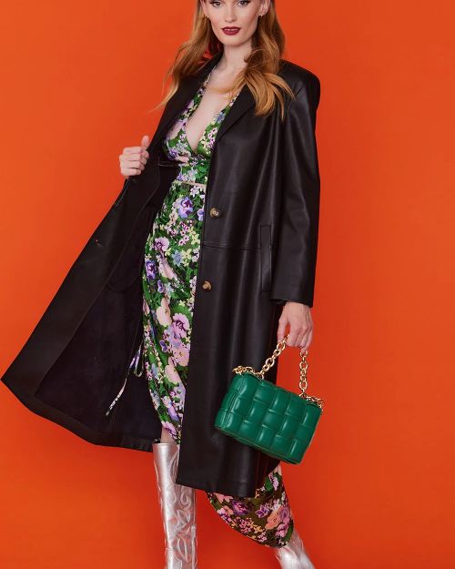 Black Eco Leather Trench Coat