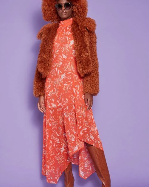 Chocolate Bamboo Lyocell Knitted Vegan Faux Shearling Jacket