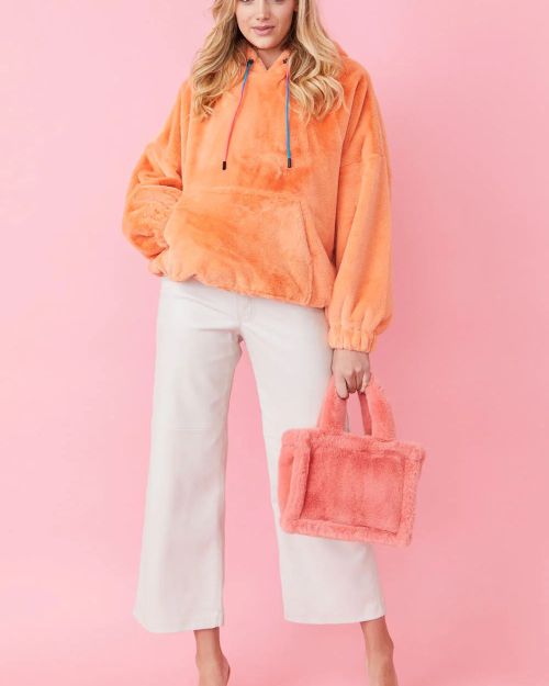 Faux Fur Oversized Orange Hoodie