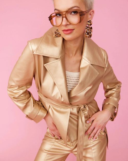 Faux Leather Metallic Gold Jacket