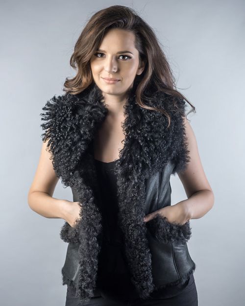 Black Natural Nappa Lambskin Merino Fur Vest