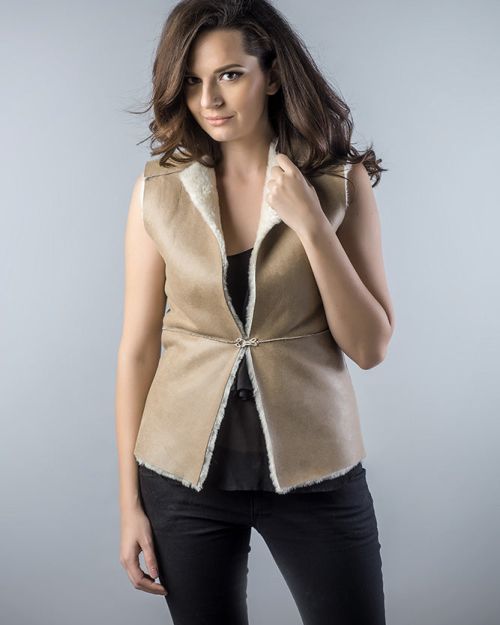 Light Brown Reversible Natural Nappa Sheepskin Fur Vest