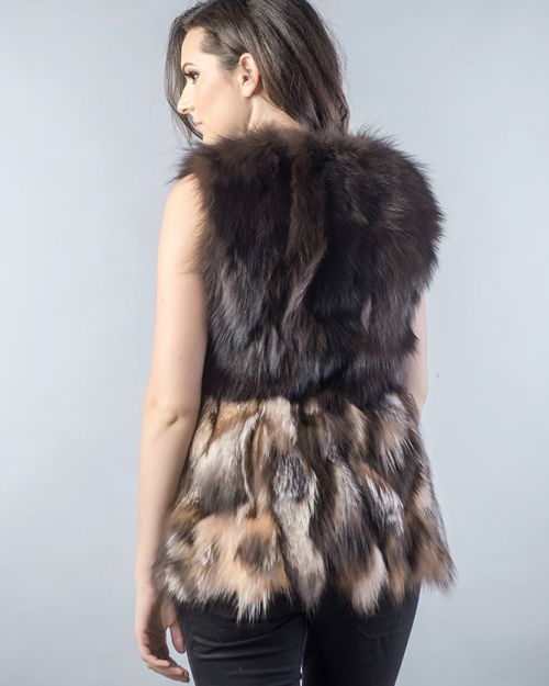 Black Light Brown Genuine Fox Fur Vest