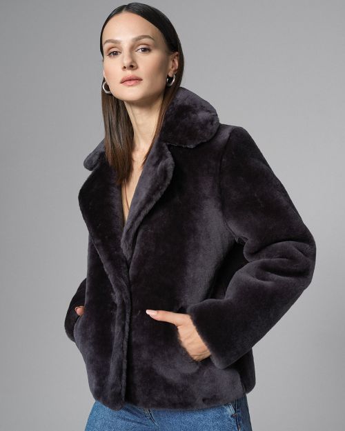 Gray Merino Sheepskin Fur Jacket