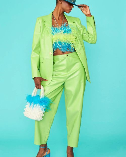 Green Vegan Leather Blazer