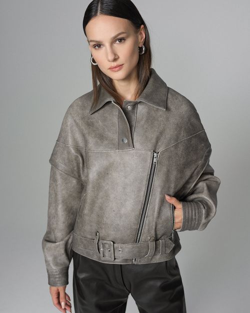 Vintage Gray Natural Leather Jacket