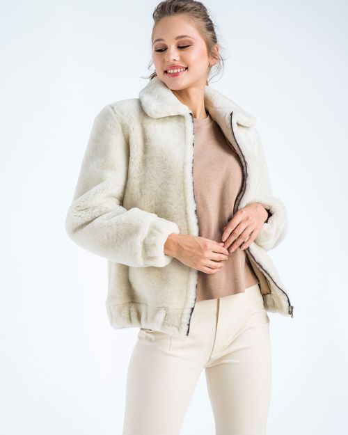 Cream Lamb Sheepskin Merino Fur Jacket