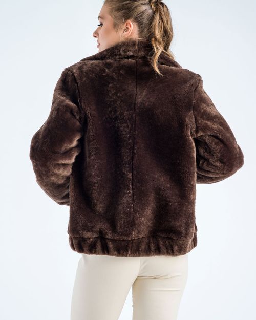 Taupe Lamb Sheepskin Merino Fur Jacket