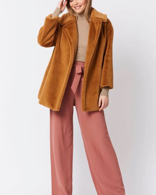 Mocha Faux Fur Midi Coat