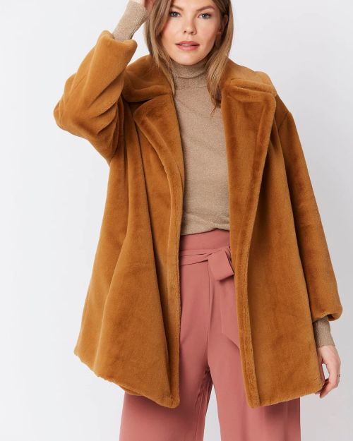 Mocha Faux Fur Midi Coat