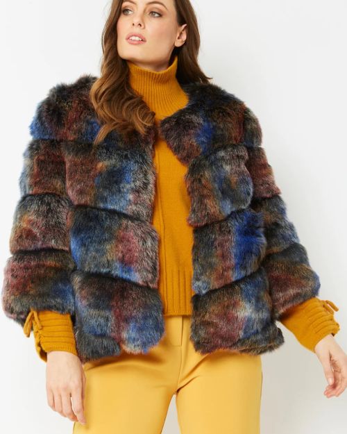 Multicolor Faux Fur Ella Coat