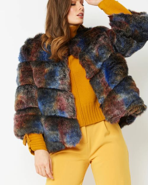 Multicolor Faux Fur Ella Coat