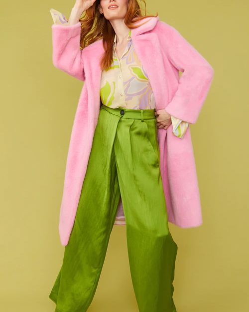 Light Pink Faux Fur Duchess Maxi Coat