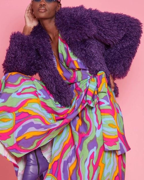 Purple Bamboo Lyocell Knitted Vegan Faux Shearling Jacket