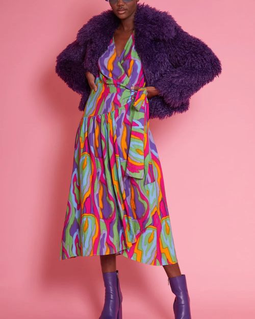 Purple Bamboo Lyocell Knitted Vegan Faux Shearling Jacket