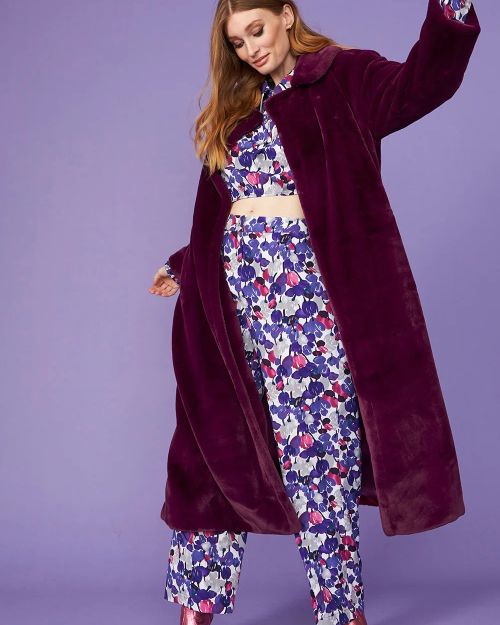 Purple Faux Fur Maxi Coat