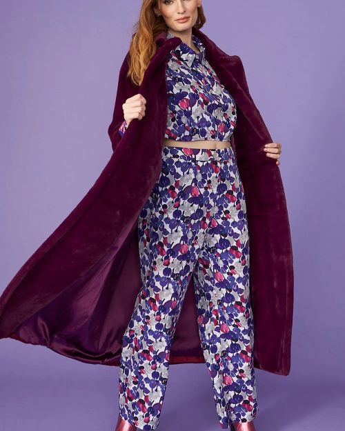 Purple Faux Fur Maxi Coat