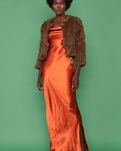 Brown Coney Fur Cropped Jacket