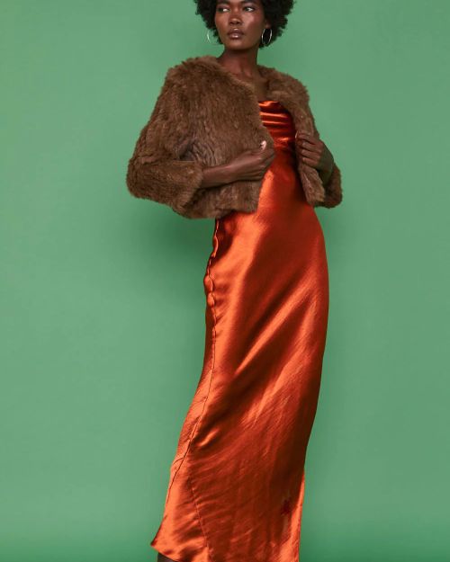 Brown Coney Fur Cropped Jacket