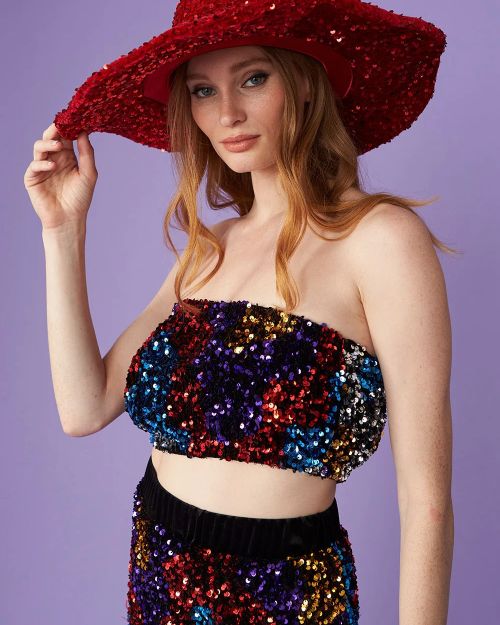 Red Sequin Handmade Flapper Hat