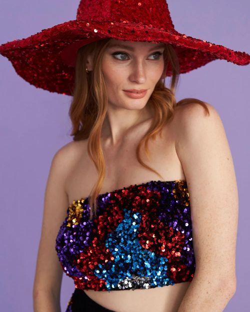 Red Sequin Handmade Flapper Hat
