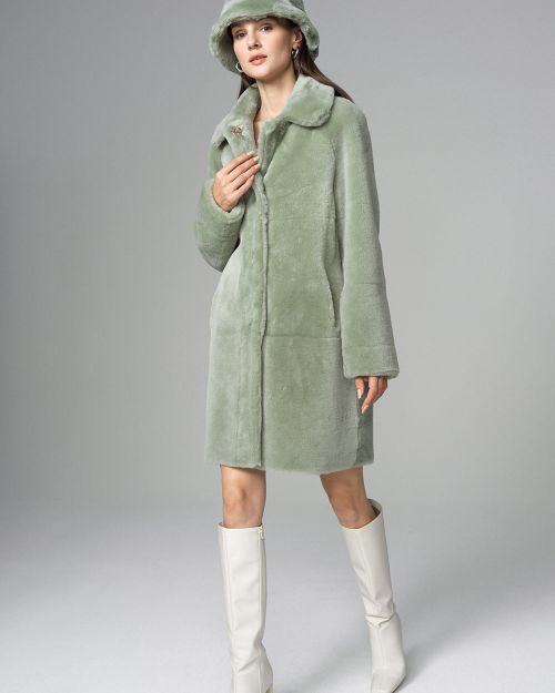 Mint Reversible Genuine Merino Wool Sheepskin Midi Coat