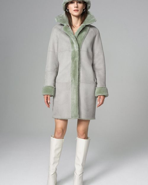 Mint Reversible Genuine Merino Wool Sheepskin Midi Coat