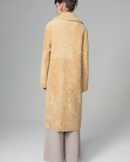 Yellow Reversible Genuine Sheepskin ﻿Maxi Coat