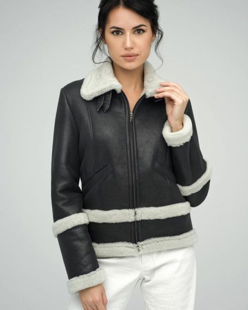 Gray Merino Shearling Leather Jacket