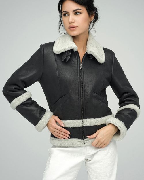 Gray Merino Shearling Leather Jacket