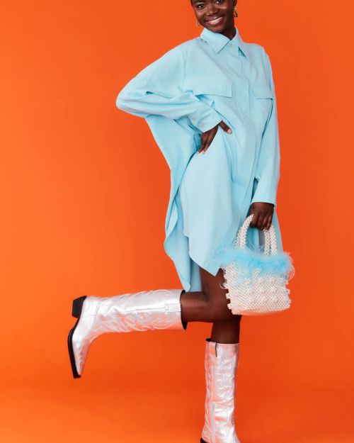 Silk Blend Kate Blue Shirt Dress