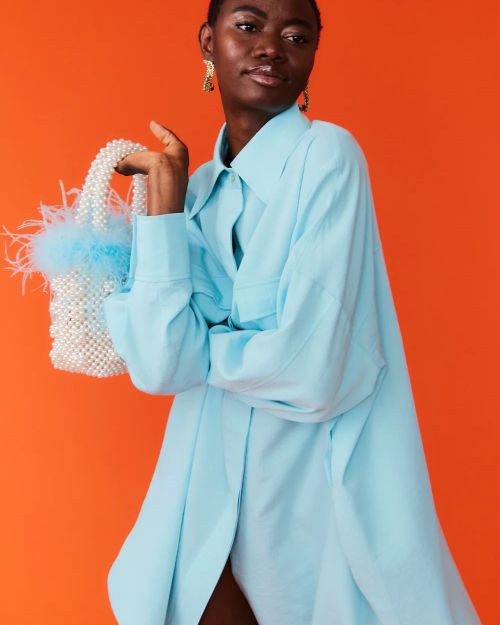 Silk Blend Kate Blue Shirt Dress