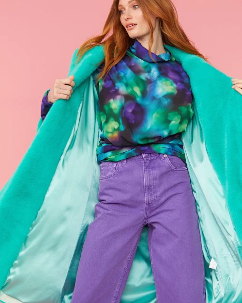 Turquoise Duchess Faux Fur Maxi Coat