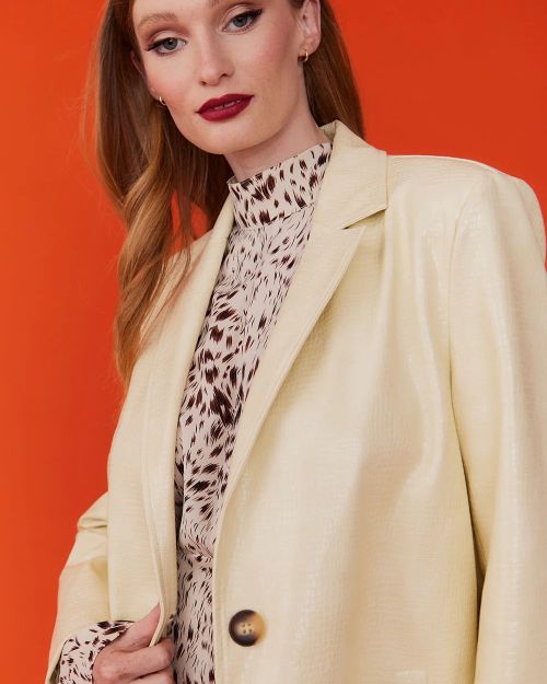 Yellow Eco Leather Trench Coat