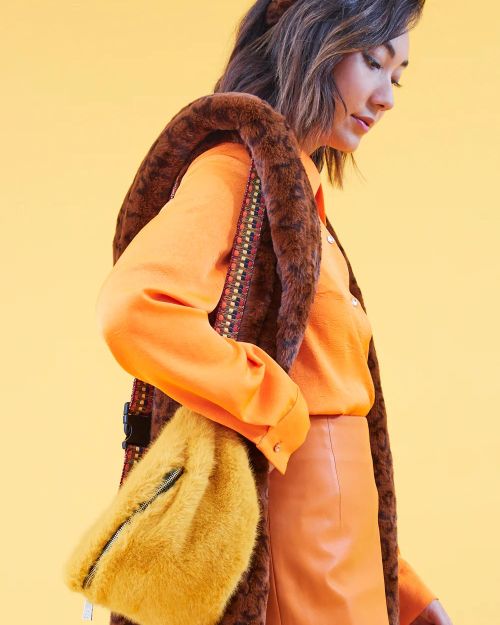 Yellow Faux Fur Bum Bag