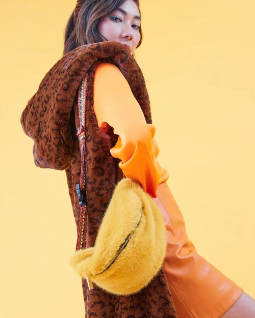 Yellow Faux Fur Bum Bag