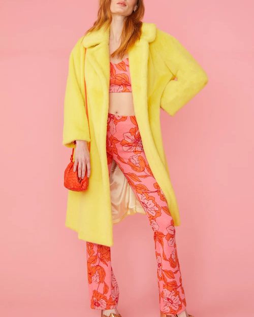 Yellow Faux Fur Duchess Maxi Coat