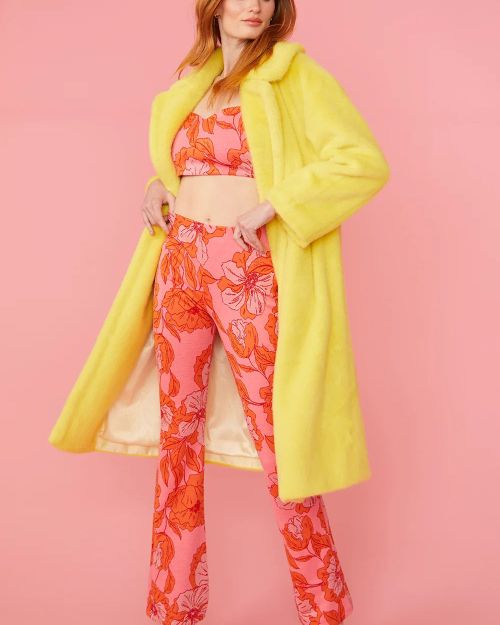 Yellow Faux Fur Duchess Maxi Coat