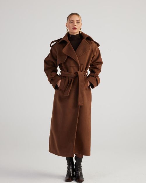 Nora Brown Cashmere Blend Maxi Coat