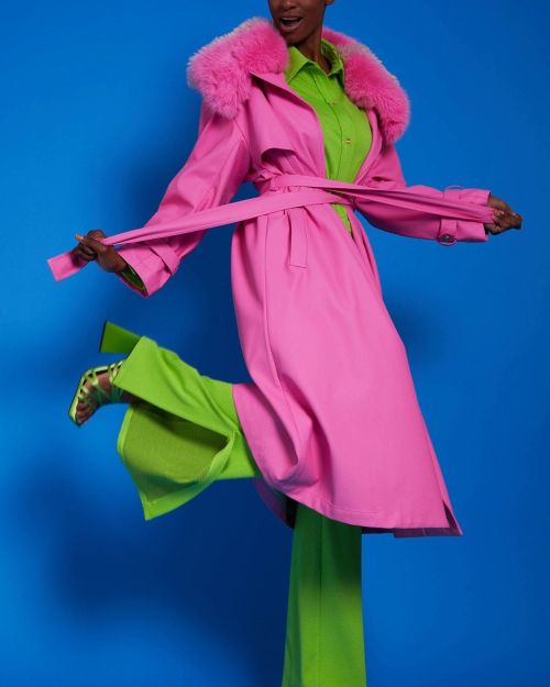 Hot Pink Eco Leather Trench Coat